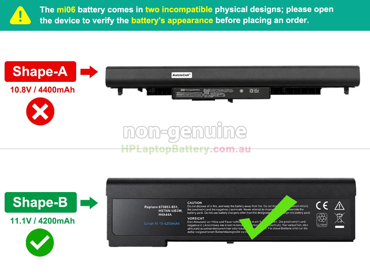 Battery for HP MI06 laptop