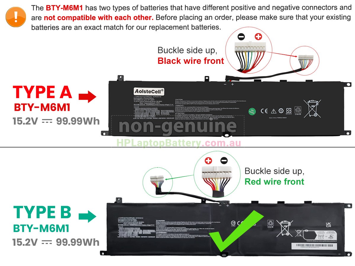 Battery for MSI STEALTH GS77 12UHS laptop