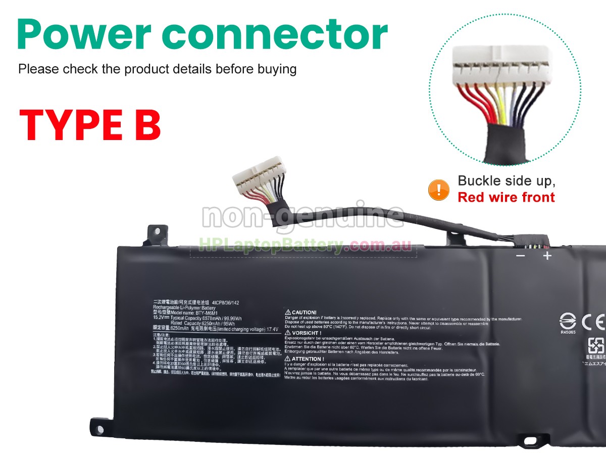 Battery for MSI STEALTH GS77 12UHS laptop